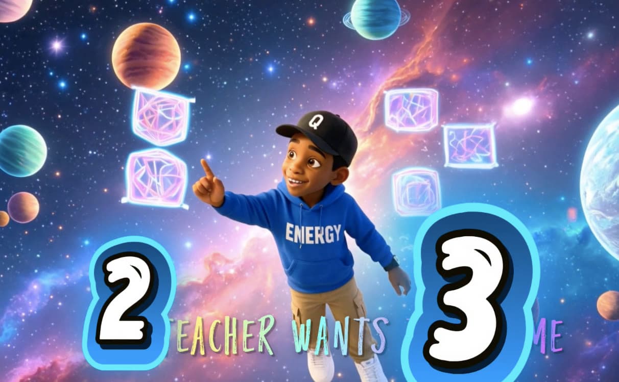 Rap Hub lesson artwork: Lil Quiz in space with times tables